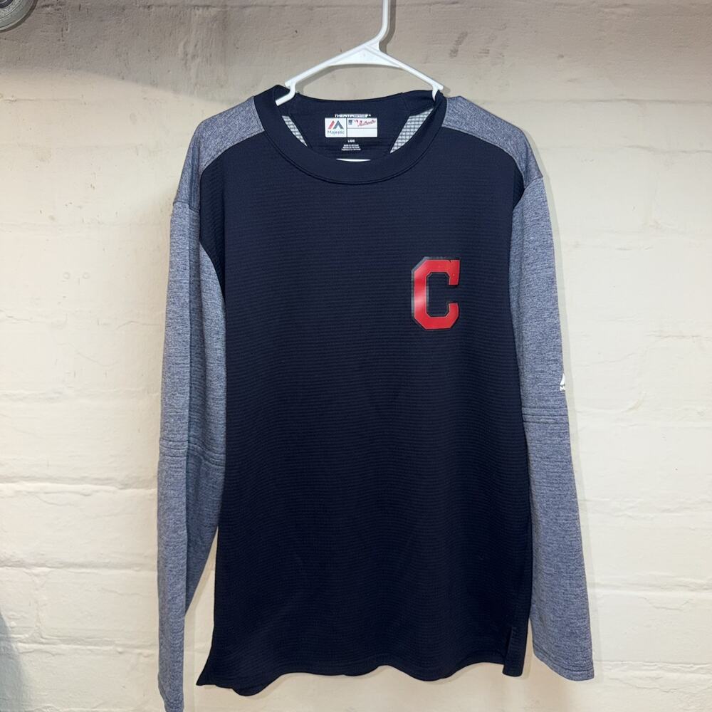 Cleveland Indians Mens L Therma Base Pullover Authentic Majestic MLB